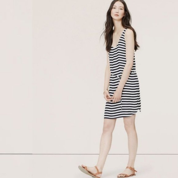 LOFT Dresses & Skirts - Loft striped tank dress. Black/white, Size Medium